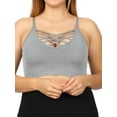 thumbnail image 1 of Zenana Women's & Plus Front V-Lattice Bralette Sports Bra with Adjustable Straps and Removable Bra Pads, 1 of 3
