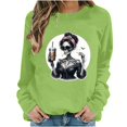 thumbnail image 3 of VKOYWKM Sweatshirts for Women Trendy Halloween Funny Print Pullover Long Sleeve Crew Neck Oversized Sweatshirts Fall Sweatshirt, 3 of 7
