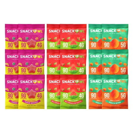 Snack Owl Vegan Sour Gummy Candy – Gluten Free, Low Calorie Candy - Guilt Free & Delicious Healthy Gummy Snacks - (Variety)