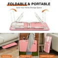 thumbnail image 3 of Foldable Laptop Desk,Height Adjustable,with USB/Storage Drawer/Cup Holder/Tablet Stand/Book Shelf for Reading,Writing,Eating,Watching,Pink, 3 of 7