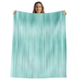 thumbnail image 2 of Turquoise Fleece Throw Blanket for Couch, Modern Abstract Art Ombre Striped Microfiber Flannel Blanket for All Season, Lightweight Soft Throw Blankets for Women, Girls, Adults, 50"x80", 2 of 9