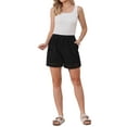thumbnail image 2 of INSPIRE CHIC Line Shorts for Women's Casual Summer Elastic High Waisted Drawstring Wide Leg Shorts with Pockets M Black, 2 of 5