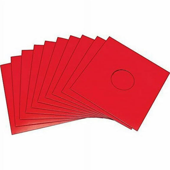 (10) 12" Colored Vinyl Record Jackets with Center Hole - Glossy Red - 12JWREHH