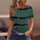 thumbnail image 1 of Puntoco Liquidación de camisetas cortas para mujer Camiseta estampada informal y de moda para mujer con cuello redondo y manga corta, 1 of 3