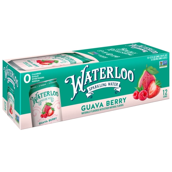 Waterloo Sparkling Water, Guava Berry, 12 fl oz, 12 Pack cans