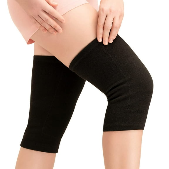 SNUG360 Wool Knee Warmers - Soft & Breathable Knee Sleeves, Helps Improve Blood Circulation & Relieve Knee Pain (Small (1 Pair), Black)