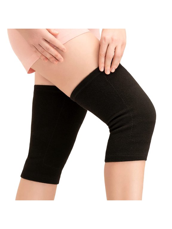 Wool Knee Warmers - Soft & Breathable Knee Sleeves, Helps Improve Blood Circulation & Relieve Knee Pain (Medium (1 Pair), Black)