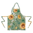 thumbnail image 2 of Green White Daisy Sunflower Pattern Apron-Garden Aprons for Women with Pockets-Cotton Linen Waterproof Kitchen Cooking Gardening Aprons Adjustable for Kitchen,Cooking,BBQ and Salon 33x27 Inch, 2 of 7