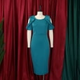 thumbnail image 4 of AURA Plus Size High Waist Pencil Midi Dress Short Sleeve Solid Color Summer Office Commuter Dress, 4 of 10