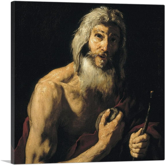 ARTCANVAS St. Jerome Penitente 1652 Canvas Art Print by Jusepe De Ribera - Size: 26" x 26" (1.50" Deep)