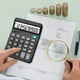 thumbnail image 5 of Calculadora de 12 dígitos con sensación de teclado mecánico simulado, fuente de alimentación dual solar y de batería, calculadora de oficina, calculadora de escritorio portátil con almohadilla antide, 5 of 5