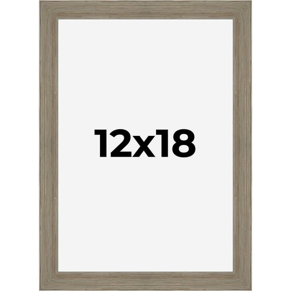 12x18 Frame Gray Barnwood Rustic Solid Wood Picture Frame | 1.5 Inch Moulding Width | Includes UV