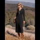 thumbnail image 5 of Vestido de Mujer de Larga con Cuello en V, Suéter de Punto Acanalado con Botones, Corte Entallado, Elegante, Hasta el Suelo Negro L, 5 of 8