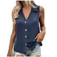 thumbnail image 2 of Hoshose Womens Summer V Neck Vest Tops Button up Sleeveless Casual Business Vest, 2 of 9