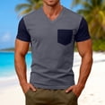 thumbnail image 2 of Fabrcox S-4XL Short Sleeve Shirt Men Big and Tall V Neck T Shirts for Man Color Block Athletic Sports Mens Summer Shirt with Pocket, 2 of 8
