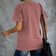 thumbnail image 4 of Camiseta de verano ligera y transpirable para mujer, talla XL, cuello redondo y manga corta con estampado en oro rosa, 4 of 6