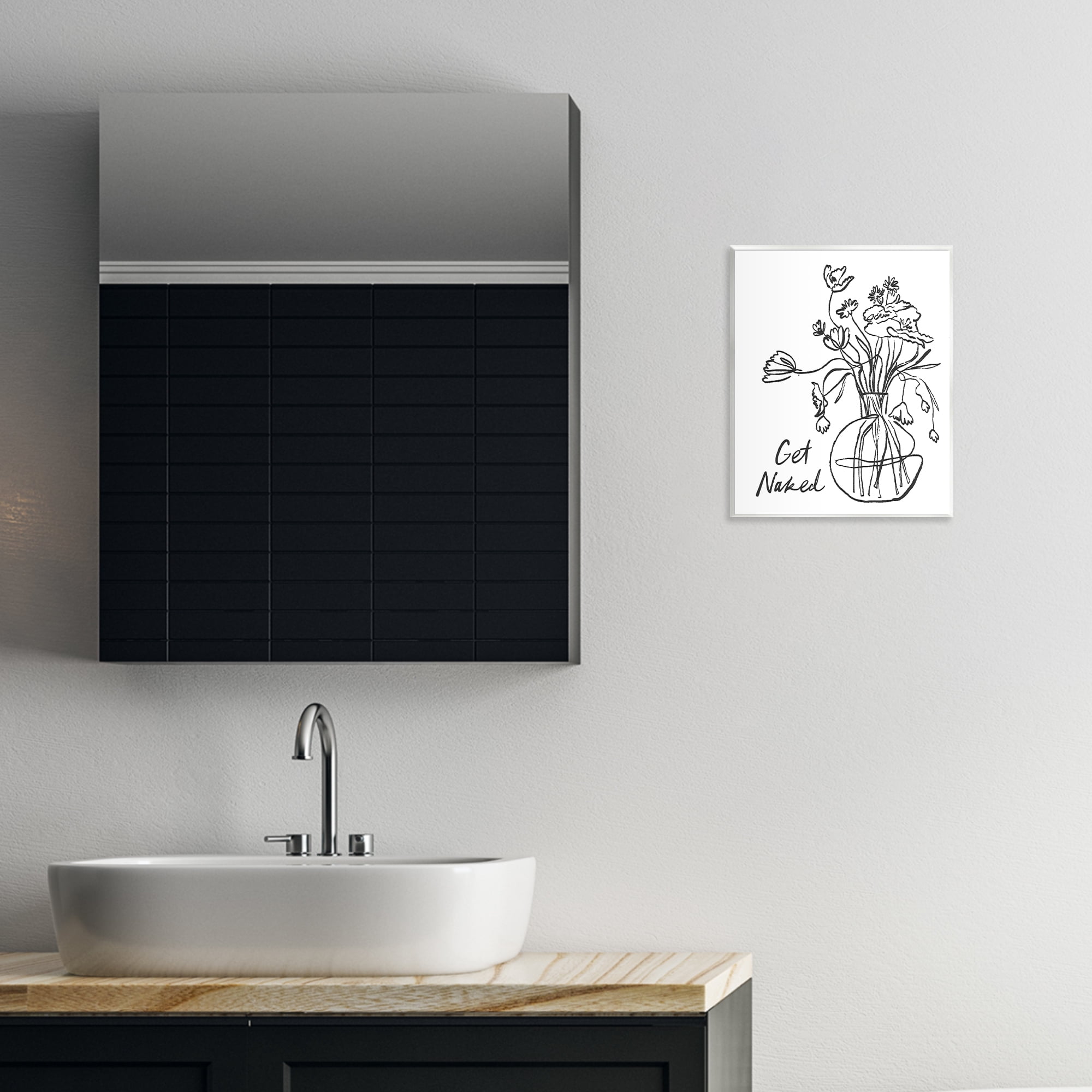 Stupell Industries Get Naked Flower Contour Wall Plaque Art, design by Lettered and Lined