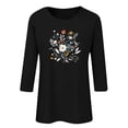 thumbnail image 6 of Charella Women's Floral Printed Tops Flower Graphic Tee Casual Crew Neck 3/4 Sleeve Shirts Loose Fit Clothes (2XL, Black 1), 6 of 6