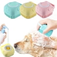 thumbnail image 1 of 3-Color Pet Shampoo Brush Set - Soft Silicone Bristles With Built-in Storage, Non-Slip Dual-Sided Grooming Tool For Dogs & Cats, 1 of 5