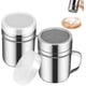 thumbnail image 1 of polvos de azúcar en polvo con asa, acero inoxidable de malla fina de acero inoxidable con tapa de plástico, agitr de draga de tamiz para polvo, azúcar, canela, cacao, café, harina, sal (6 onzas), 1 of 3
