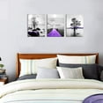thumbnail image 6 of Canvas Wall Art For Living Room Canvas Wall Decorations For Bedroom Modern Bathroom Wall Decor Painting Black And White Canvas Pictures Artwork Purple Scenery Canvas Art Prints Dormitory Decor 3 Piece, 6 of 6