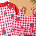 thumbnail image 4 of Lullu Toddler Girls Zip up Long Sleeve Rash Guard One Piece Swimsuit Strawberry Ruffle Bathing Suit, 4 of 7