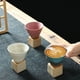 thumbnail image 5 of Zhuge Taza de café de cerámica gruesa con base, taza de porcelana creativa de forma cónica triangular de 200 ml, taza de té de cerámica (blanca y negra), 5 of 5