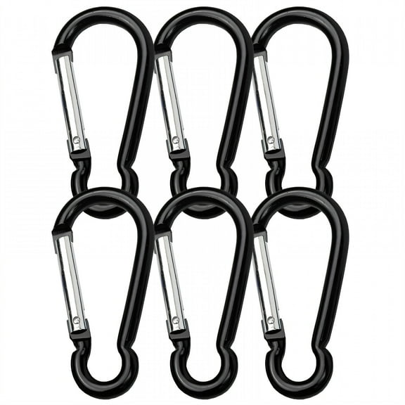 TALENO 6Pcs Carabiner Clip,Moving Latch Aluminum Alloy Small Carabiner Clip,Instant Access 3.03"*1.46" Carabiner for Keys,Black,200N