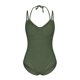 thumbnail image 2 of TaTaai Women's Casual V Neck Halter One Piece Bathing Suit Solid Color Mesh Patchwork Tummy Control Back Adjustable Tie Soft Stretchy Swimwear for Beach Activities Gift, 2 of 9