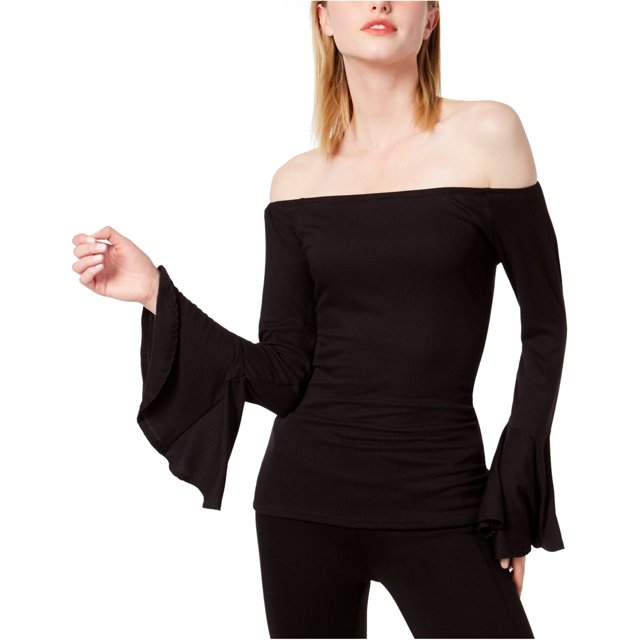 bar III Blusa con hombros descubiertos y mangas acampanadas para mujer, negro, XX-Large bar III fuera del hombro