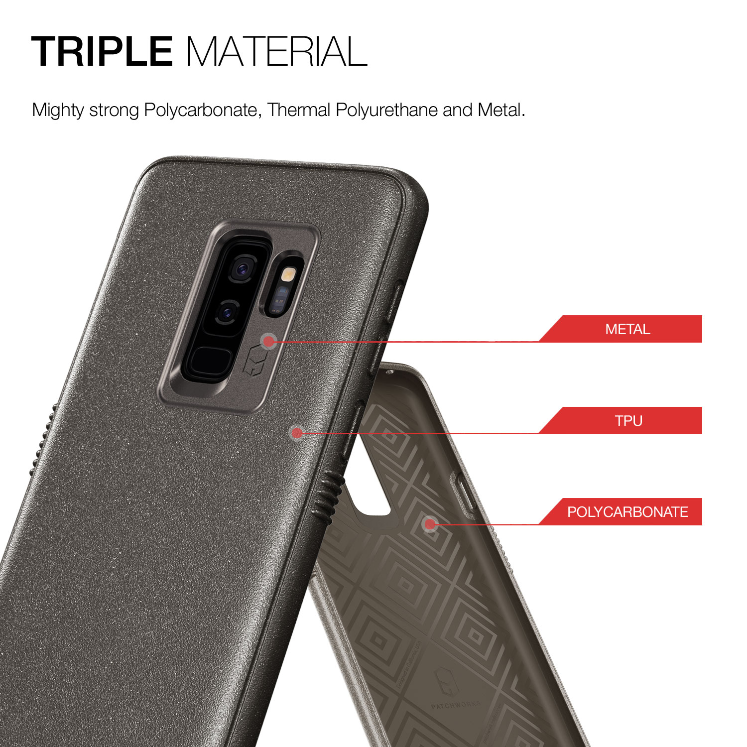 Patchworks Mono Grip Case in Taupe For Samsung Galaxy S9 Plus