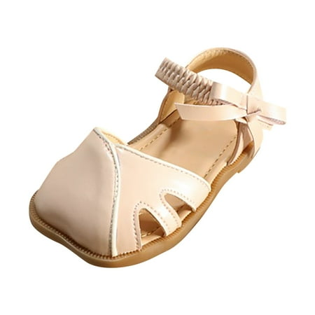 

NIUREDLTD Girls Summer Closed Toe Soft Bottom Solid Color Baby Princess Shoes Straw Straps Daily Casual Sandals Size 33