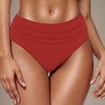 thumbnail image 6 of FchengtaiS Women Mid Rise Bikini Bottoms Full Coverage Swimsuit Ruched Swim Bottom, 6 of 6