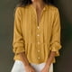 thumbnail image 2 of Tops de Manga Larga de las Mujeres de Color Sólido Casual con Detalle Del Botón Plisado, Blusa de Lino con Cuello en V para el Otoño Diario, 2 of 9
