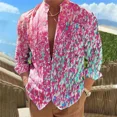 thumbnail image 1 of Camisa de hombre con estampado 3D de grafiti multicolor, cuello alto, manga larga, informal, holgada, para uso diario, talla grande XS-6XL, entrega rápida, 1 of 6