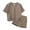 Brown, variant on Toddler Baby Boy Girl Solid Color Cotton Pullover Short Sleeve Sweatshirt T-Shirt Crewneck Tops Shorts Set Spring Summer Clothes Kids Child Clothing Streetwear Dailywear Outwear