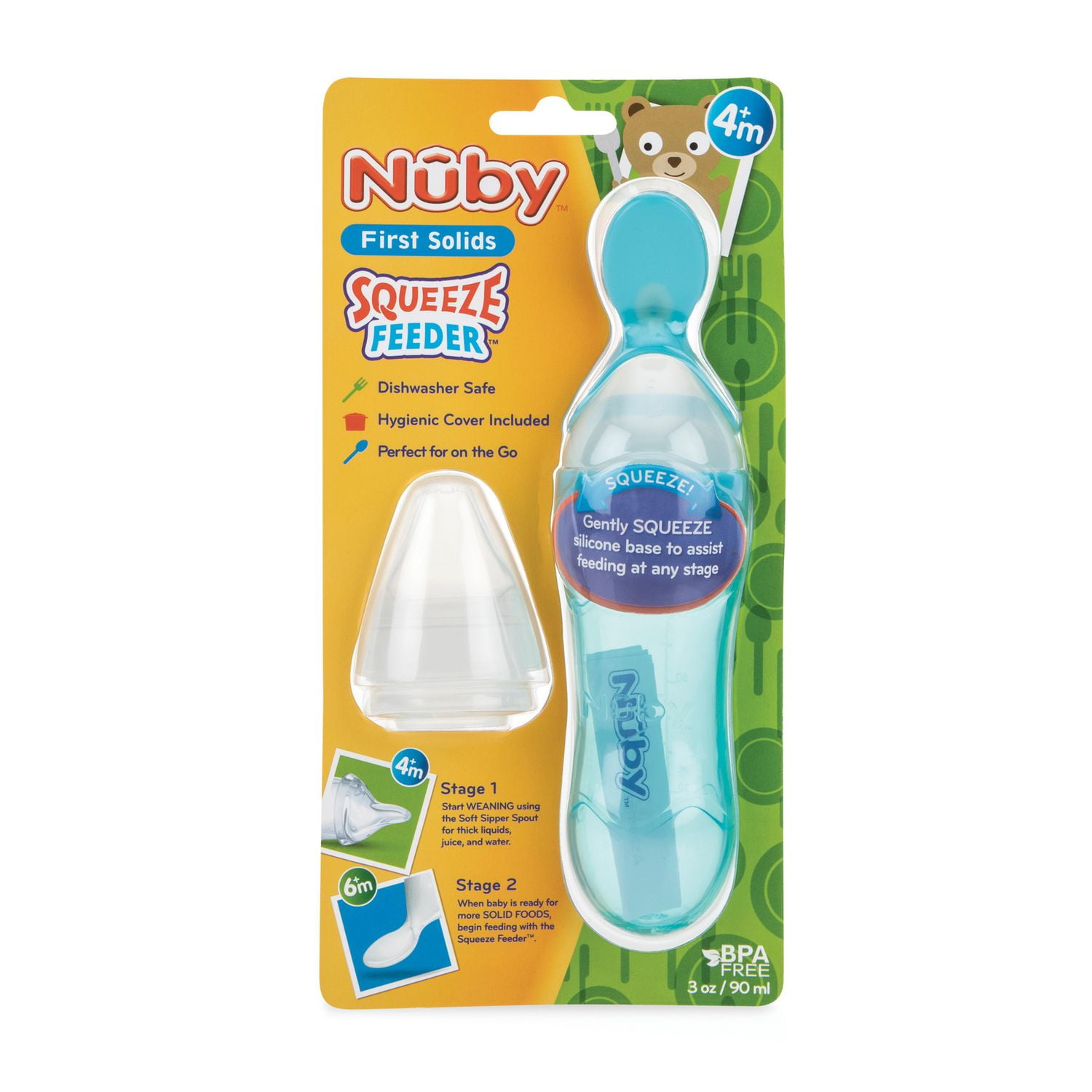 Cuillère Bébé En Silicone Souple Nuby - Avec étui Hygiénique - Pour Premières Purées