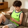 thumbnail image 4 of WPPGONE Kids Boys Active Tank Tops Contrast Ringer Trim Sleeveless Workout Shirts Chest Patch Detail Breathable Summer Gym Tees Casual Sports Basketball Running Clothes Outfits, 4 of 8