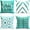 Aqua Blue-geometric, variant on Decorative Throw Pillow Covers 18x18 Inch Aqua Blue Pillow Covers for Couch Sofa Living Room Bedroom,Farmhouse Outdoor Throw Pillow Cover,Modern Geometric Linen Square Throw Pillow Case Set of 4