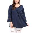 thumbnail image 6 of Unique Bargains Women's Plus Kimono Raglan Sleeves Ruched Front Blouse Top, 6 of 9