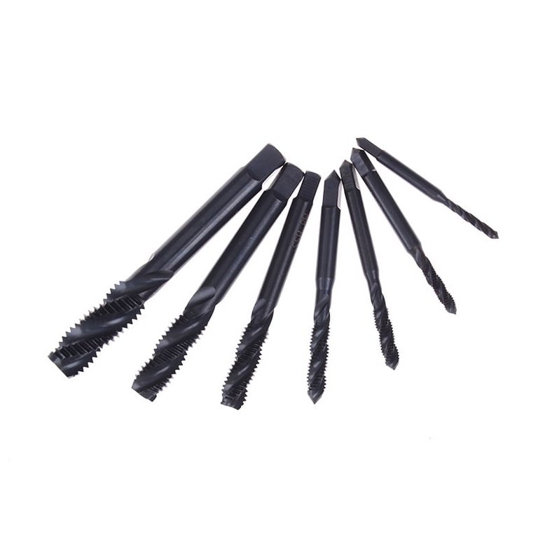 7-Piece Metric Thread Steel Tap Set – M3 To M12 Hand Screw Thread Taps – For Wood, Plastic, Aluminum – High-Carbon Bearing Steel – Tap Wrench Not Included