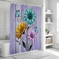 thumbnail image 6 of Purple Rustic Farmhouse Bathroom Shower Curtains with 12 Hooks Waterproof Shower Curtain for Stalls and Bathtubs Country Turquoise Floral Daisy Decorative Bathroom Privacy Curtain 48x72 Inches, 6 of 9