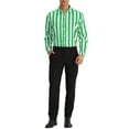 thumbnail image 2 of INSPIRE CHIC Men's Shirts Vertical Striped Long Sleeve Button Up Regular Fit Casual Shirt XL Green White, 2 of 7