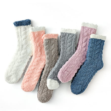 

Breslatte Fuzzy Socks for Women Slipper socks Warm Socks Womens Winter Socks Fluffy Cozy Sock Christmas Socks Gifts Crew 6 pair Multicolor