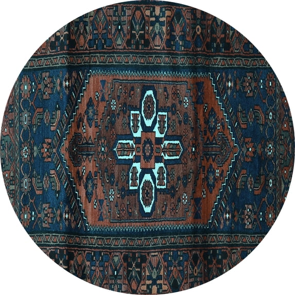 Ahgly Company Indoor Round Persian Light Blue Traditional Area Rugs, 4' Round