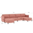 thumbnail image 3 of Miekor Furniture 141.5" Large Size 6 Seater Sofa Couch, U-Shaped Sofas with Movable Ottoman, Arm with Pockets,Modern Fabric Couches for Living Room, Apartment, Office MK6532, 3 of 10