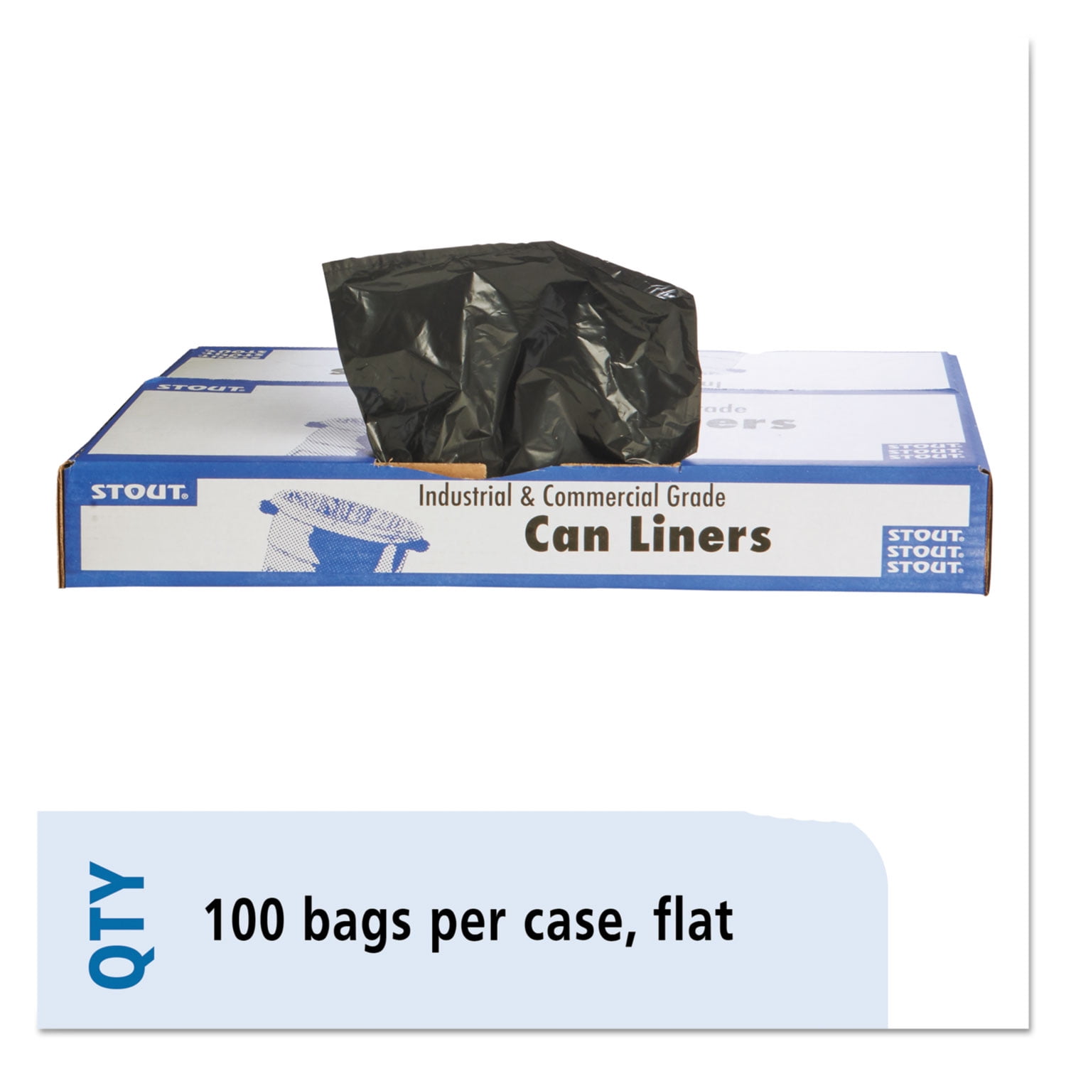 Stout by Envision Total Recycled Content Plastic Trash Bags, 60 gal, 1.5 mil, 38" x 60", Black/Brown, 100/Carton
