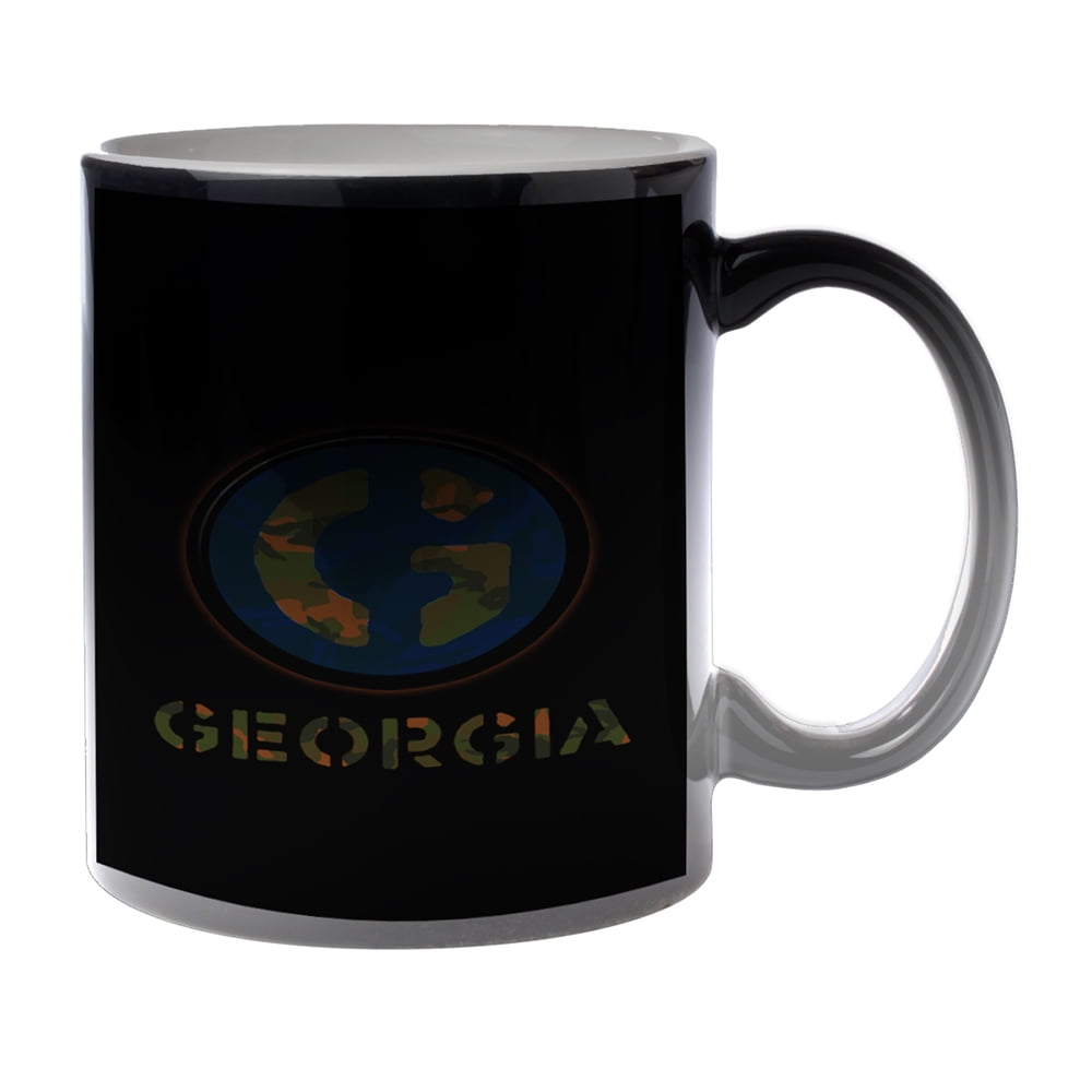 KuzmarK Black Heat Morph Color Changing Coffee Cup Mug 11 Ounce - Georgia Camouflage