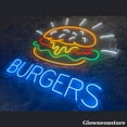 thumbnail image 3 of Glowneon Burgers Neon Sign, Hamburger LED Sign, Restaurant Fast Food Decor, Welcome Open Fast Food, 3 of 5
