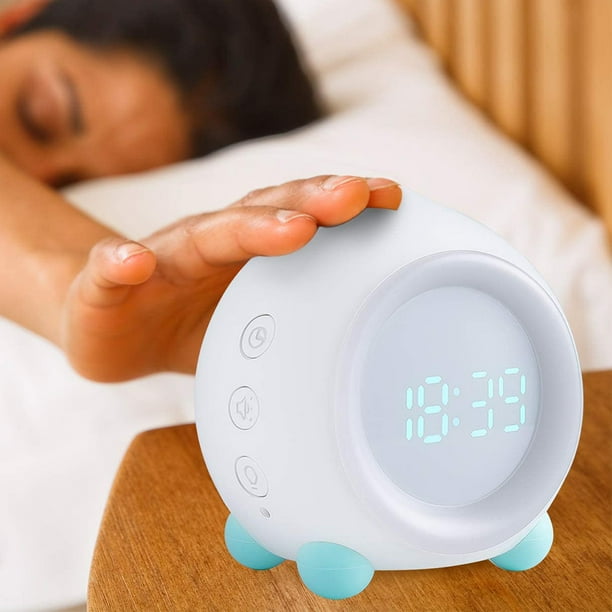 Reloj despertador digital para ninas y ninos USB Dormitorio Cabecera Simulador de amanecer en forma de melocoton Reloj despertador con sensor de sonido con luz nocturna LED Wake Up Silent Light Zhival...